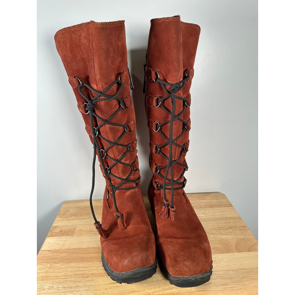 Baffin Tall Leather Boots Winter Madeleine Waterproof Suede Lace Up Size 10 - Picture 3 of 12